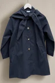Dunbar Neckerchief Hood Gaberdine Coat Ink Navy